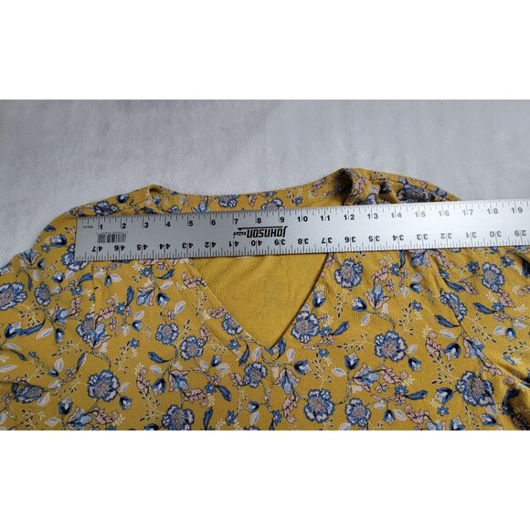 J.Jill Pure Jill Printed V-Neck Top Womens Large Floral Multicolor 3/4 Sleeve - Picture 6 of 8